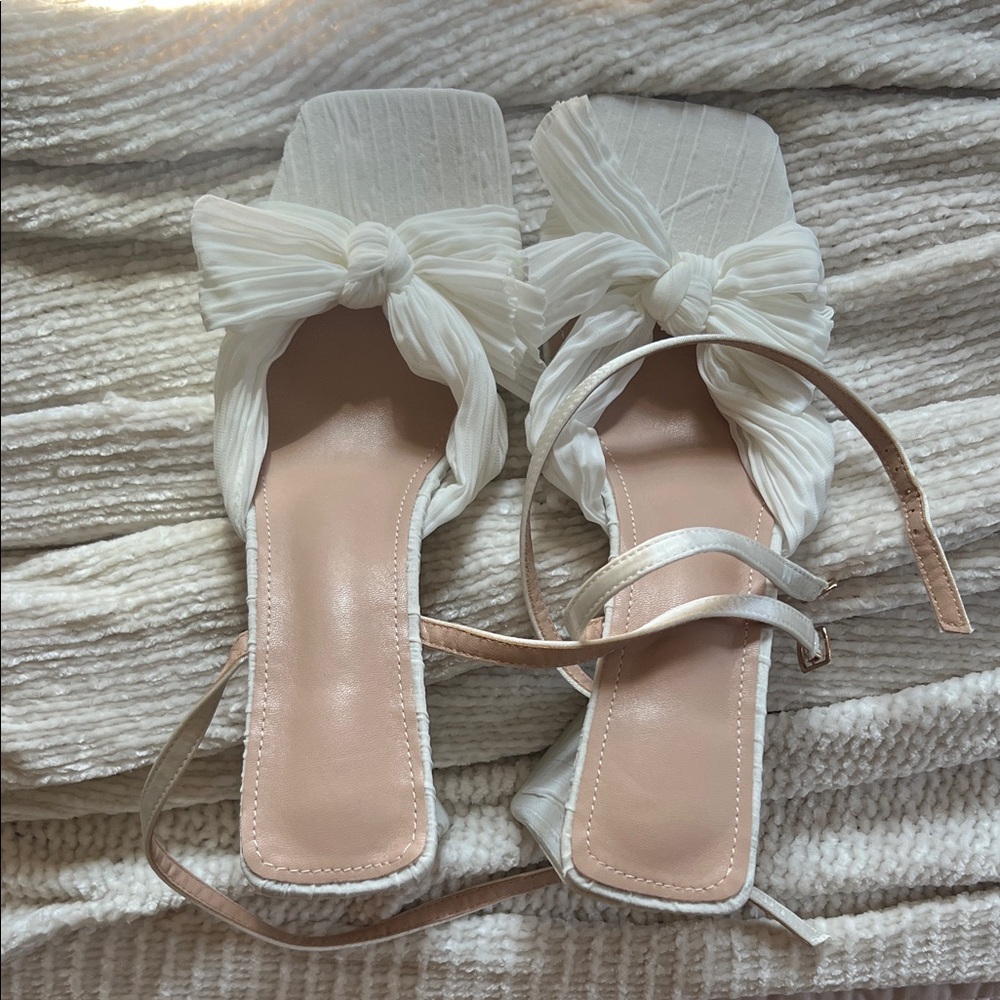 Azazie White Strappy Heels